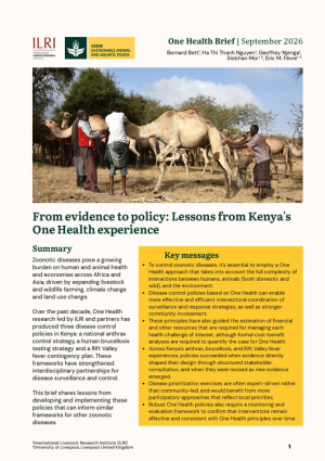 From evidence to policy: Lessons from Kenya's One Health experience From evidence to policy: Lessons from Kenya's One Health experience