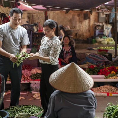 People at market