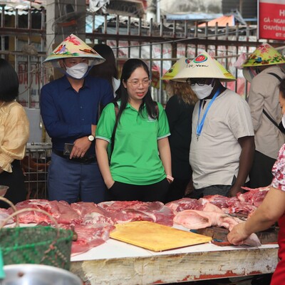 Selling pork in Vietnam