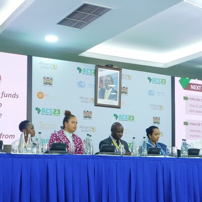 Photo: the panelists discussing investable livestock solutions (credit: Fenja Tramsen/ ILRI)