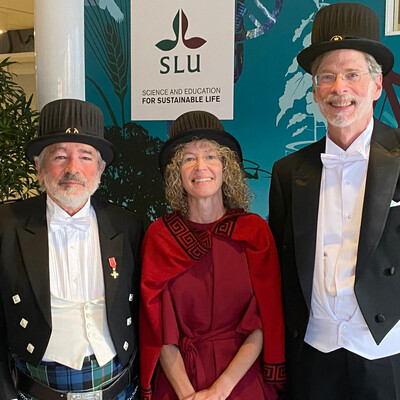 Brian Perry, Delia Grace Randolph and Tom Randolph at the SLU honorary doctor award ceremony