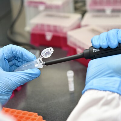 Pipetting of reagents (Photo Credit: ILRI/Saleef Nyambo)