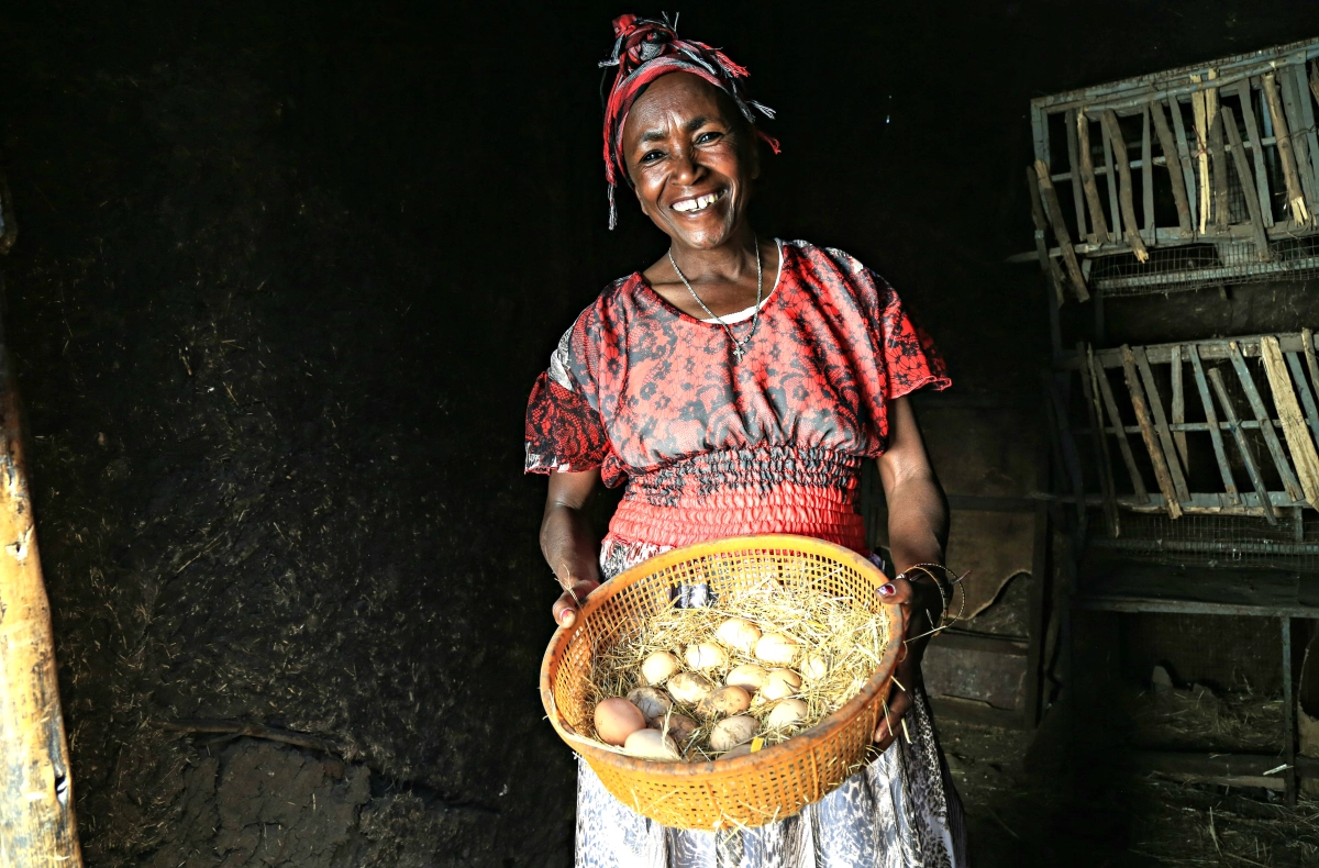 Chicken farmer in Ethiopia