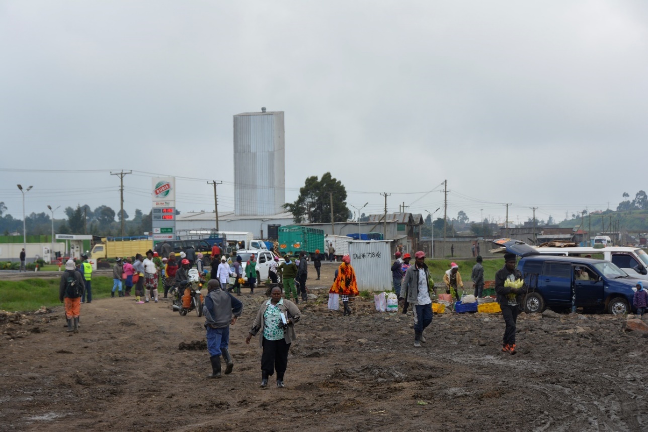 The road leading up to Nyandarua market at the end of the event with trash removed. Photo: Fenja Tramsen/ ILRI.