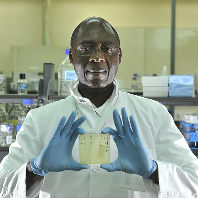 ILRI scientist Roger Pelle in ILRI labs in Nairobi, Kenya (photo credit: ILRI/David White).