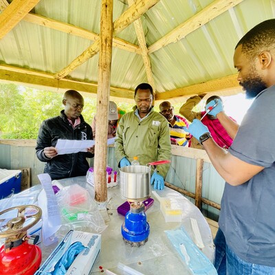 Robert Muriuki demonstrates how to carry out the test