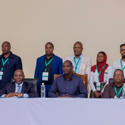 Tanzania Rangelands Society Conference, Morogoro Research institute representatives with Livestock and Fisheries Minister Bashiru Ally (center, seated) at the rangeland conference in Morogoro.