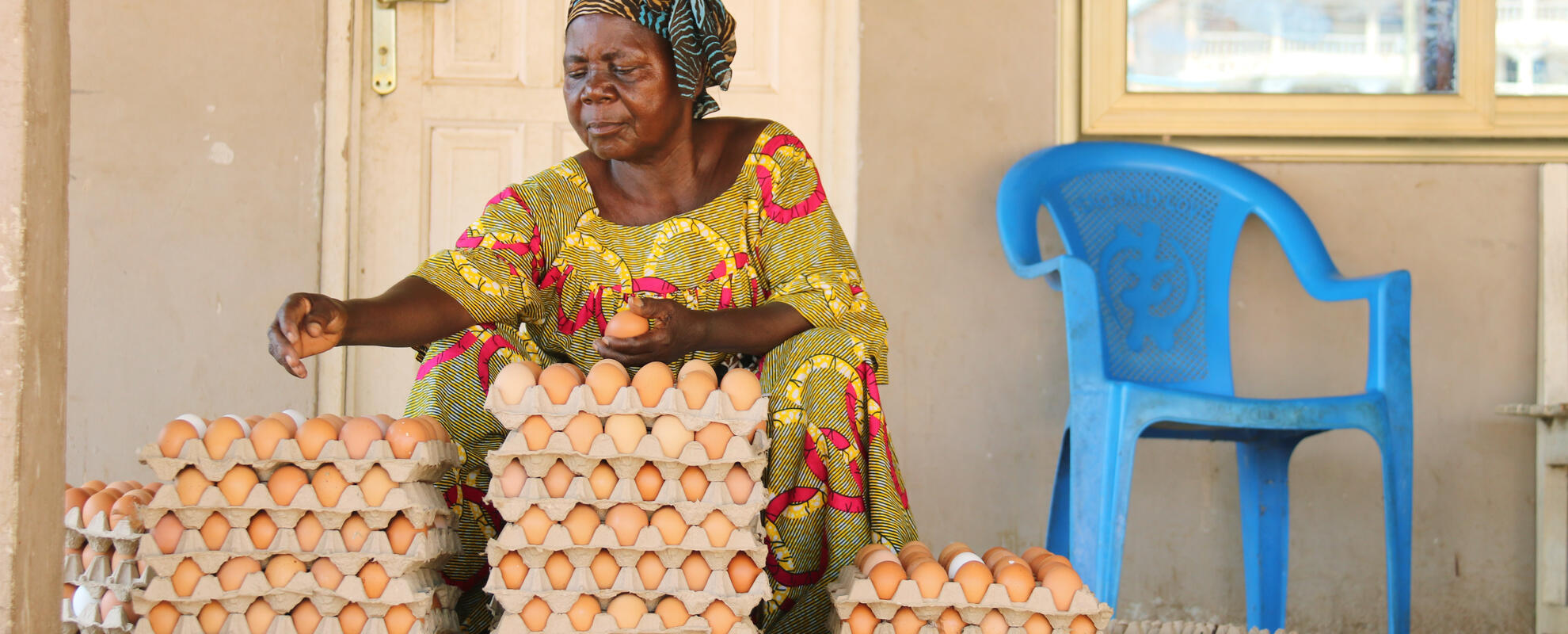 Woman working with eggs