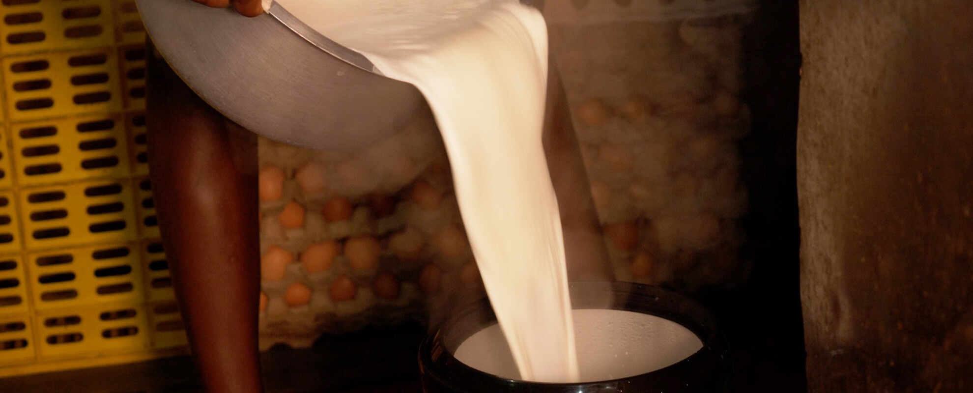 Pouring milk