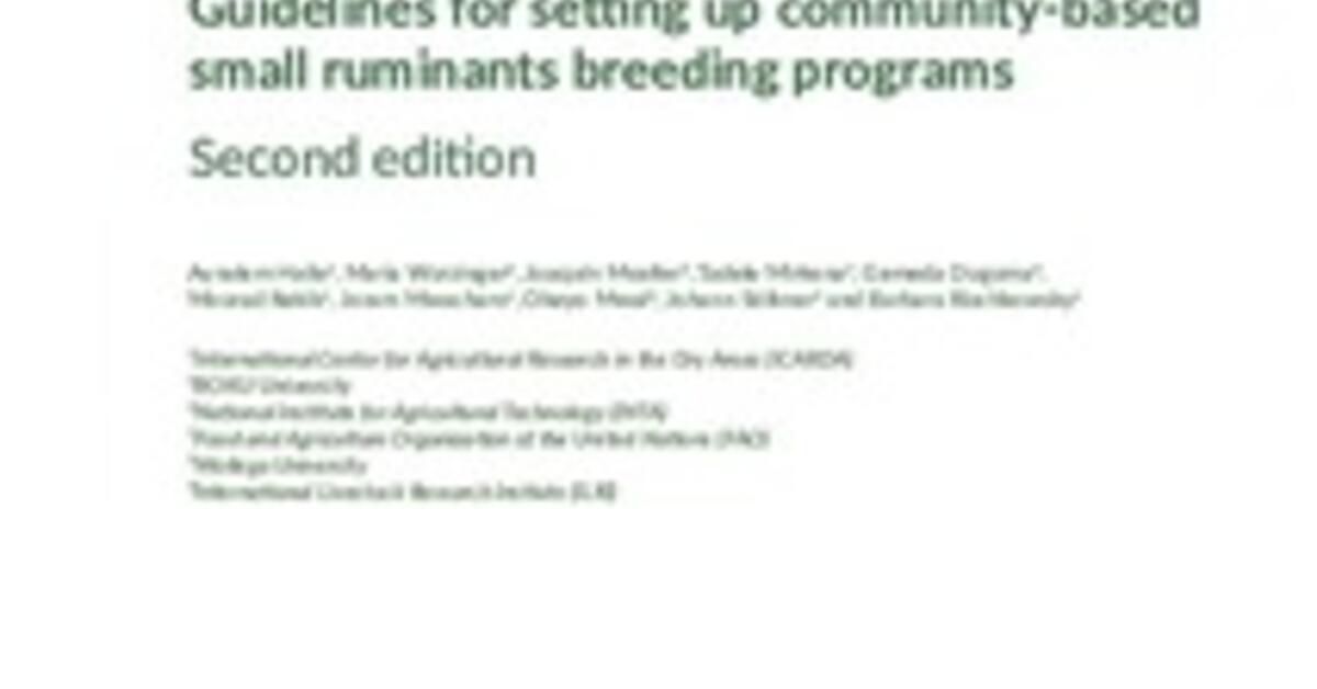 Guidelines For Setting Up Community-based Small Ruminants Breeding ...